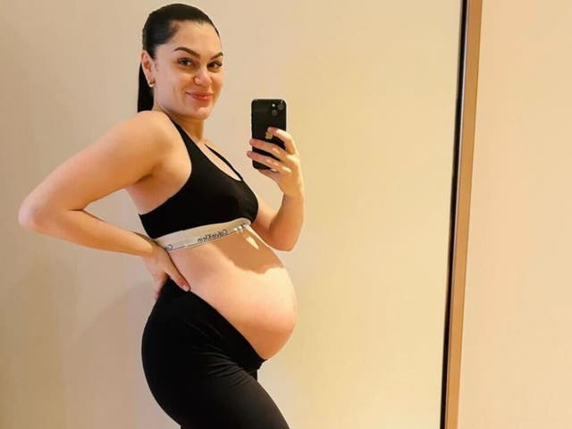 <p>Jessie J shows off her baby bump as she approaches her due date</p>