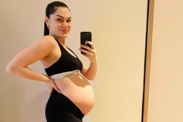 <p>Jessie J shows off her baby bump as she approaches her due date</p>