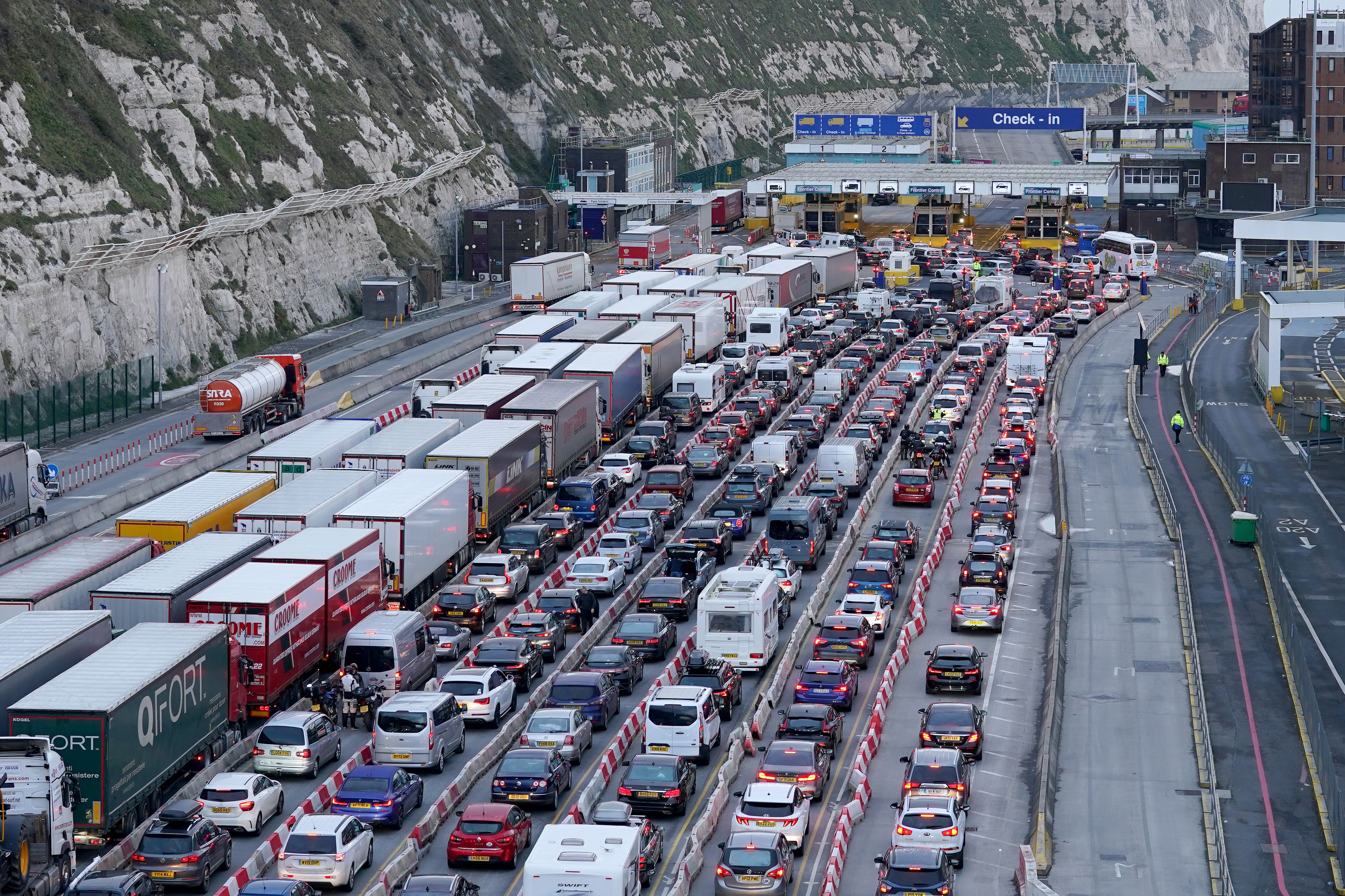 Holidaymakers heading to the continent over Easter faced huge queues
