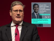 Labour digs in over attack ad against Sunak as outrage over ‘gutter politics’ grows
