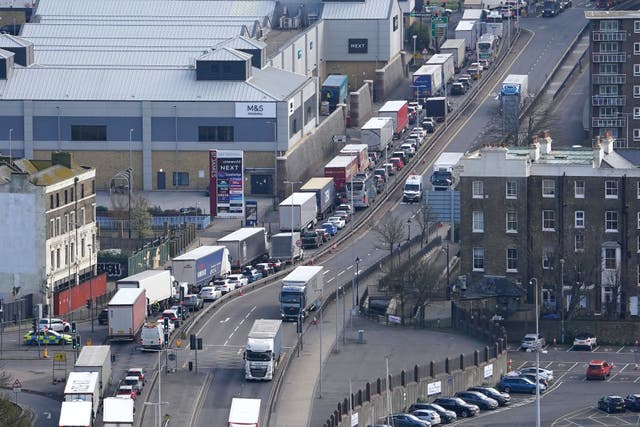 Queues at the Port of Dover (Gareth Fuller/PA)