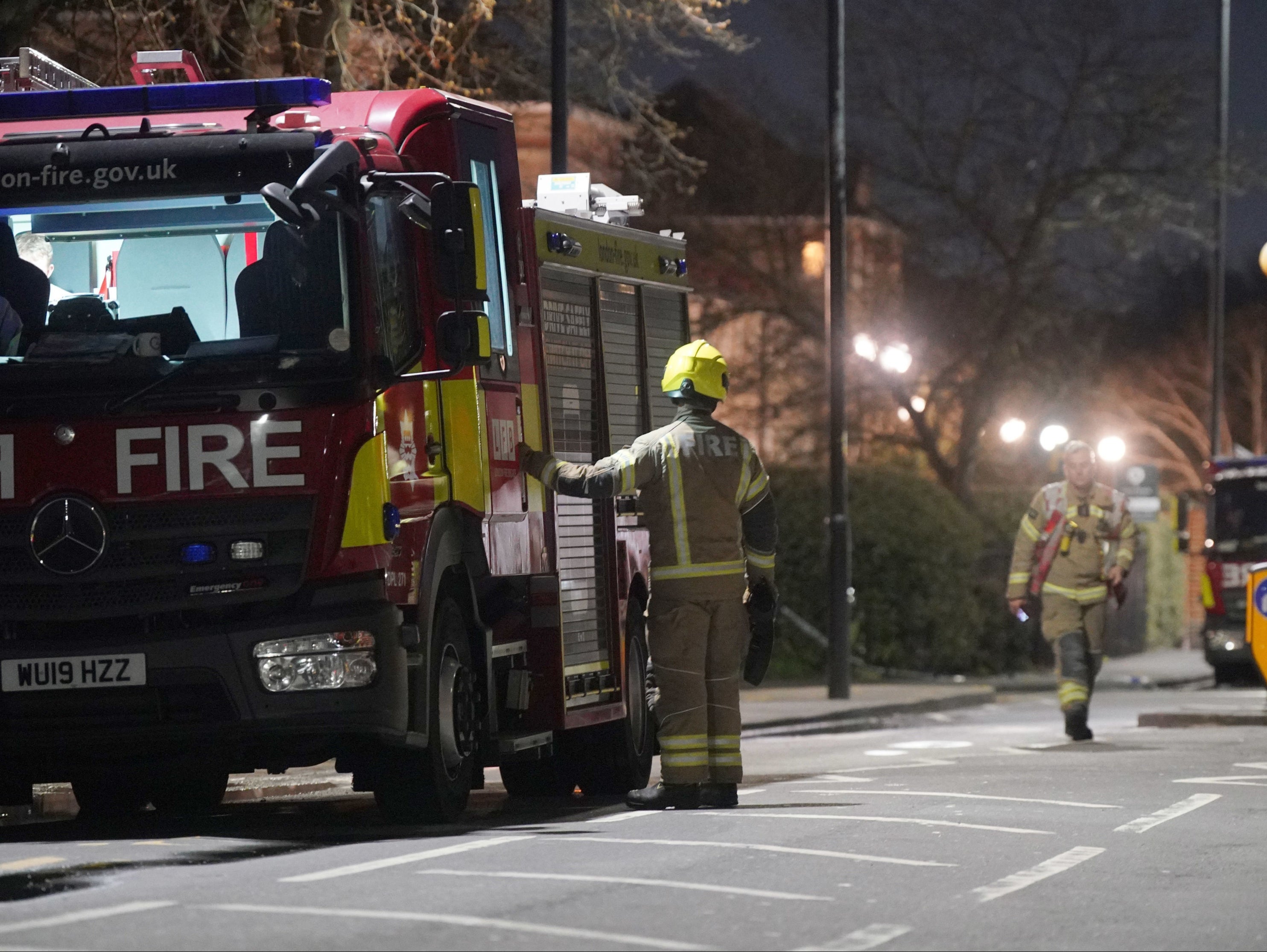 Fire crews at the flats on Thursday night