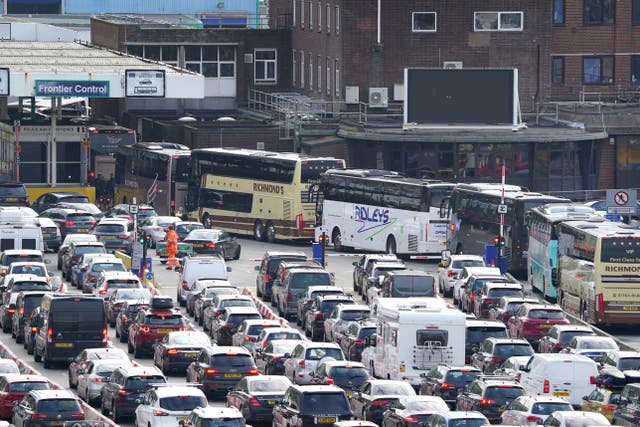 Cars queue in holiday traffic (Gareth Fuller/PA)
