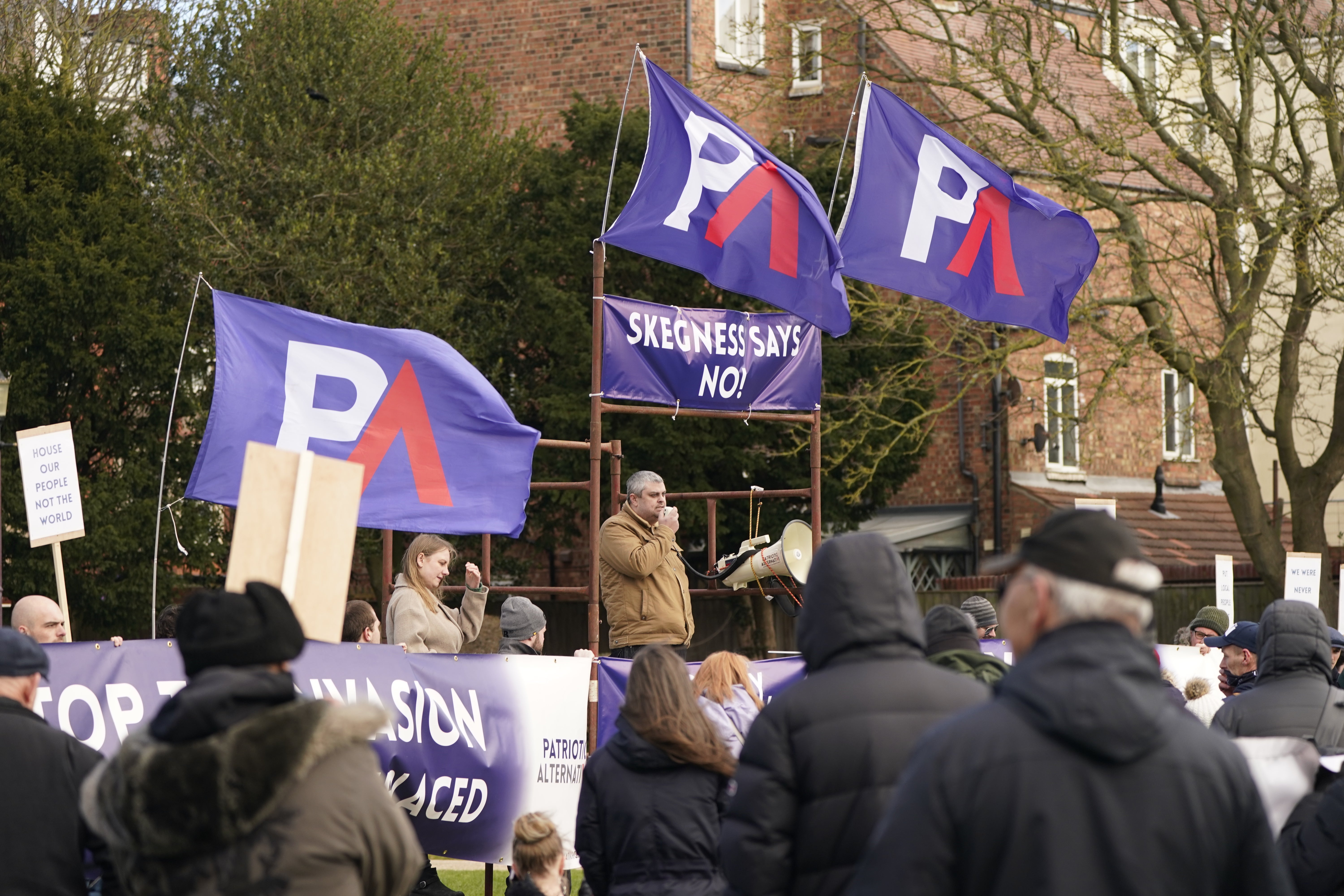 Kearney was an associate of the Patriotic Alternative group, seen protesting against an asylum seeker hotel