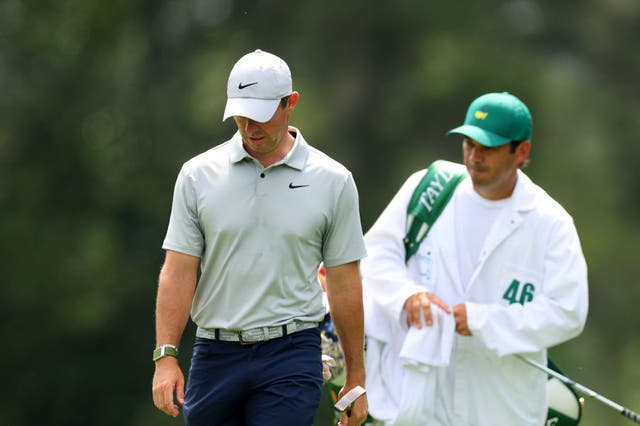 <p>Rory McIlroy is 17 shots behind leader Brooks Koepka </p>