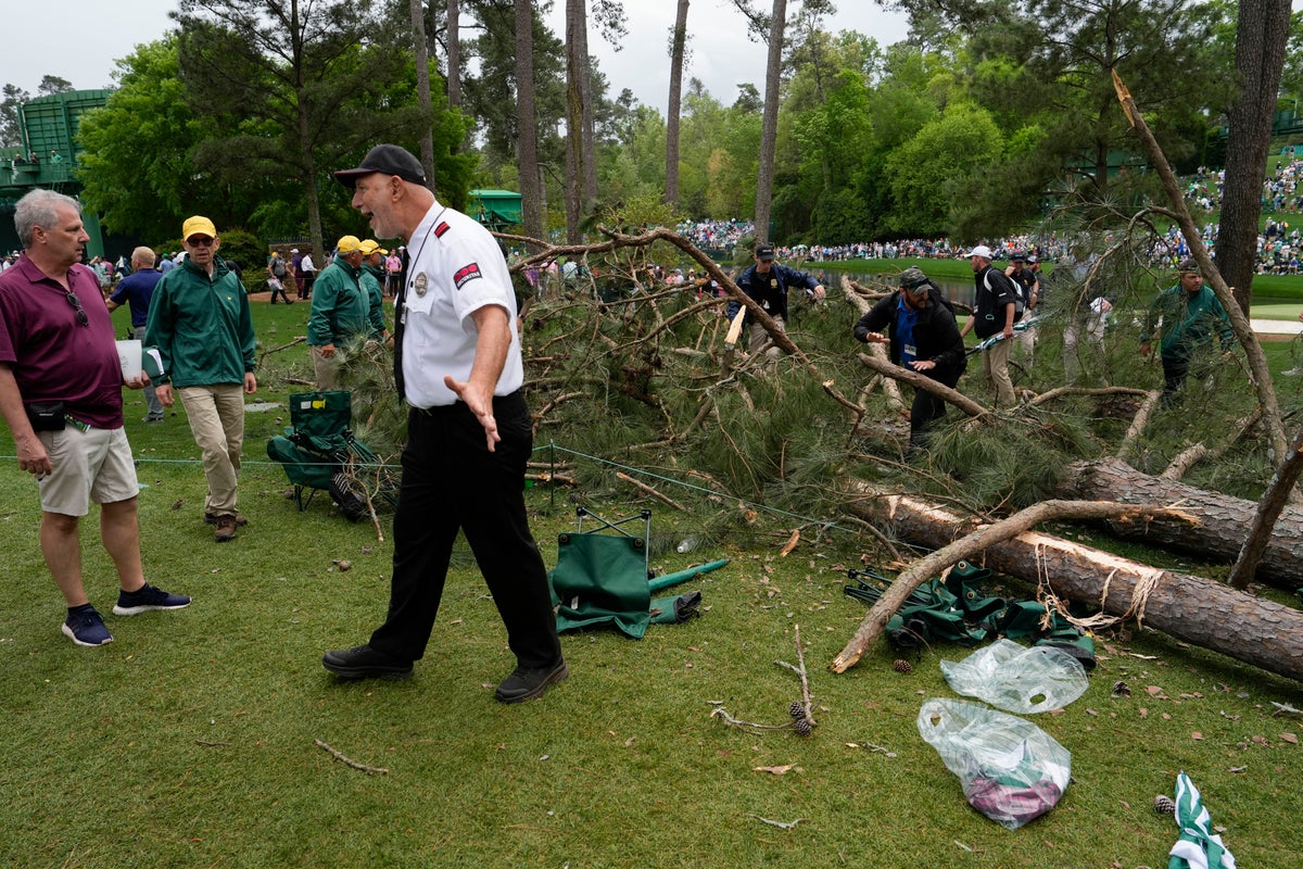 Storms bring down trees, bring play to halt at the Masters