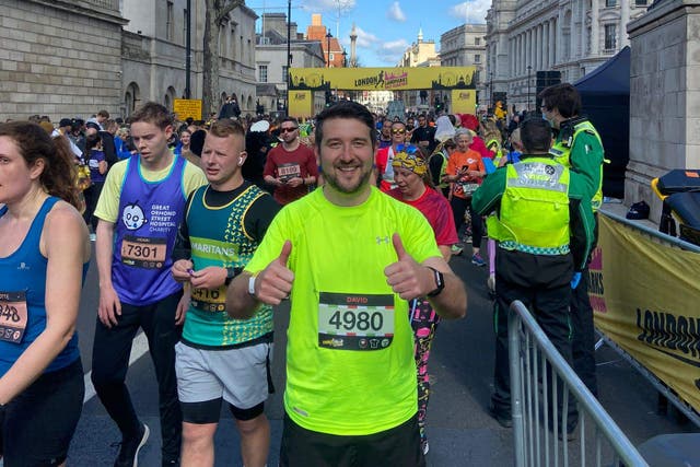 David Blackmore taking part in the London Landmarks Half Marathon in 2022 (David Blackmore/PA)