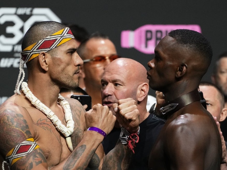 Alex Pereira (left) and Israel Adesanya face off before UFC 287