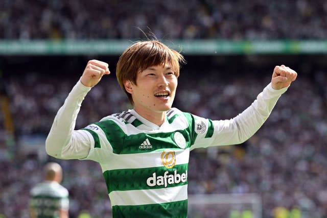 Kyogo Furuhashi scored twice for Celtic (Malcolm Mackenzie/PA)