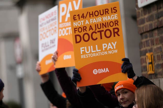<p>Junior doctors on strike </p>