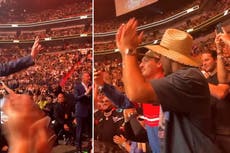 Crowd chants ‘U-S-A’ as Donald Trump turns and waves at UFC 287 in Miami