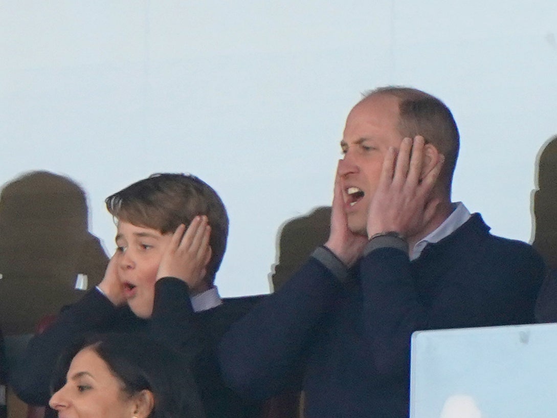 Prince William and Prince George have identical reactions during Premier League match at Villa Park, Birmingham