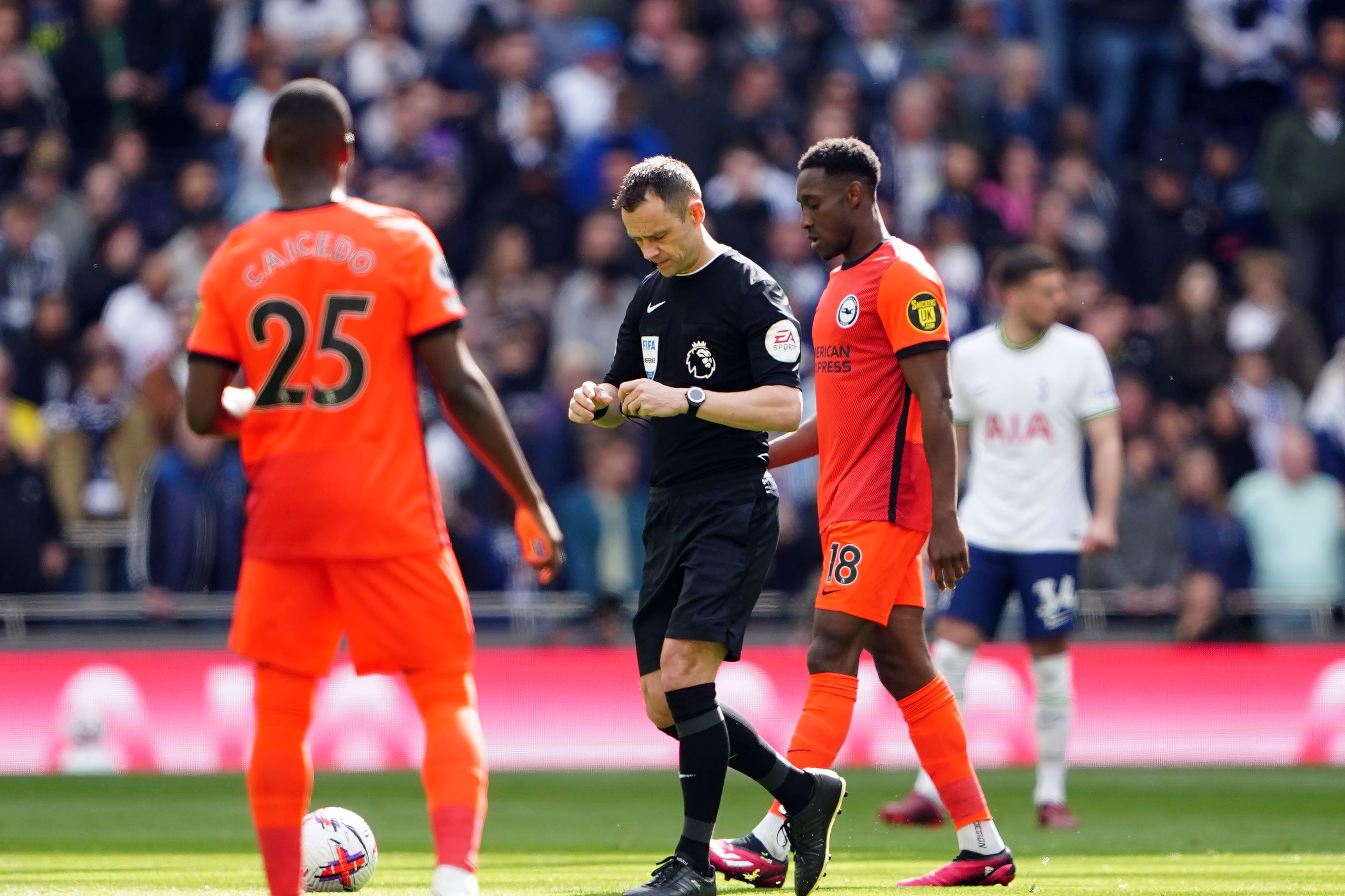 Brighton have received an apology from the PGMOL after referee Stuart Attwell failed to award them a penalty in a 2-1 defeat to Tottenham (Zac Goodwin/PA)