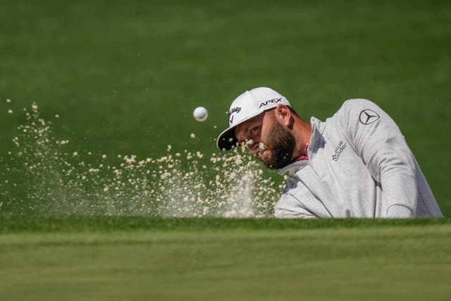 Jon Rahm held a two-shot lead after nine holes of the final round of the Masters (Matt Slocum/AP)