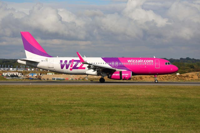 Wizz Air was the worst major airline for flight delays from UK airports for the second year in a row, an investigation has found (Uwe Deffner/Alamy Stock Photo/PA)