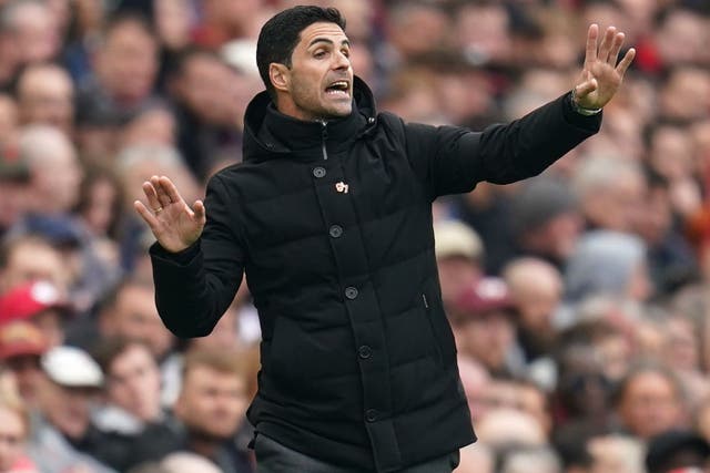 Mikel Arteta expects to see a reaction from Arsenal following the draw at Liverpool (Nick Potts/PA)