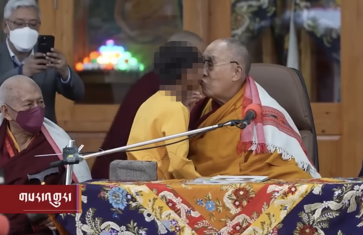 Dalai Lama apologises after video shows him kissing child and asking him to ‘suck his tongue’