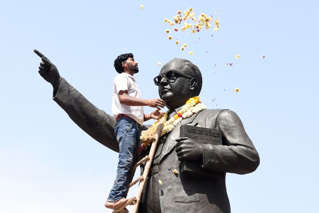 <p>A statue of India’s social reformer BR Ambedkar in Amritsar </p>