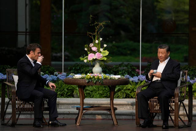 <p>Xi Jinping and Emmanuel Macron had a tea ceremony in Guandong </p>