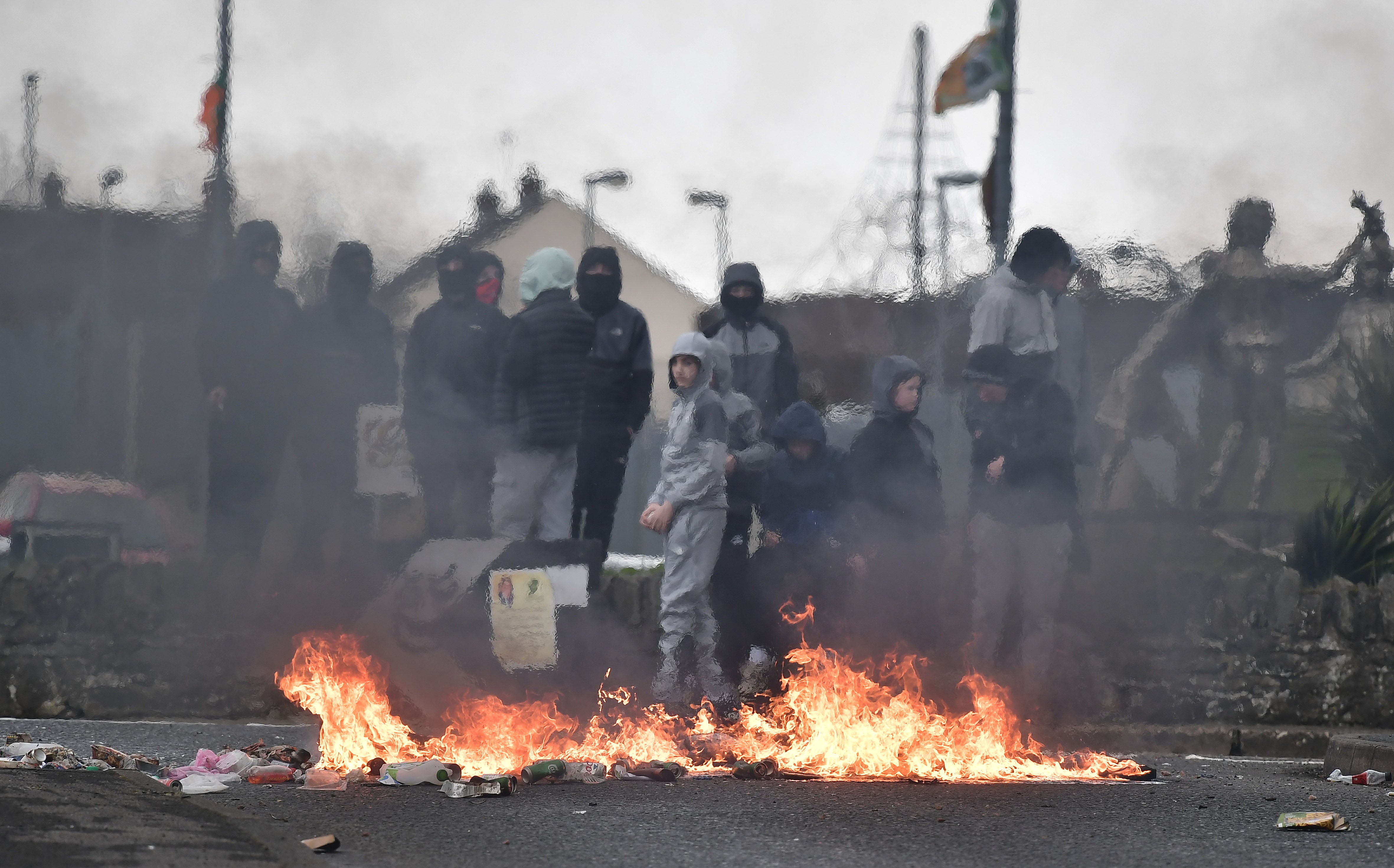 Dissident republican youths at a road block