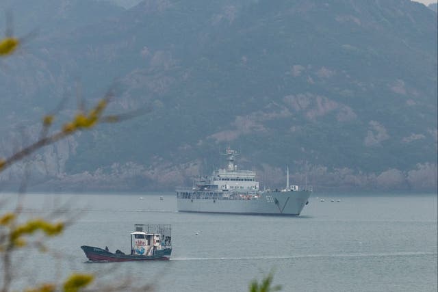 <p>A Chinese warship takes part in a military drill off the Chinese coast near Fuzhou, Fujian Province</p>