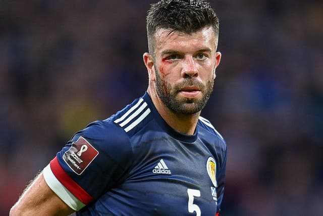 Grant Hanley will miss most of Scotland’s Euro 2024 qualification campaign after rupturing an Achilles tendon (Malcolm Mackenzie/PA Images).