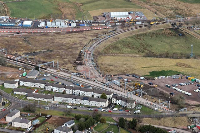 <p>On track: Engineering work at Carstairs Junction in South Lanarkshire</p>