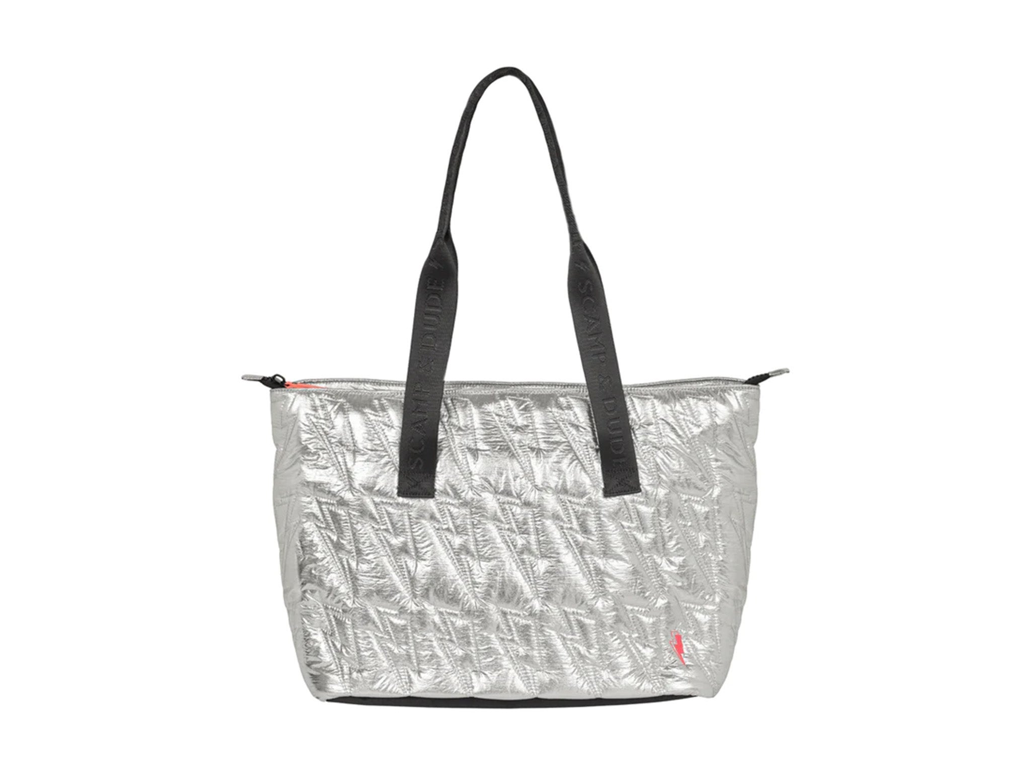 Scamp and Dude silver lightning bolt quilted overnight bag