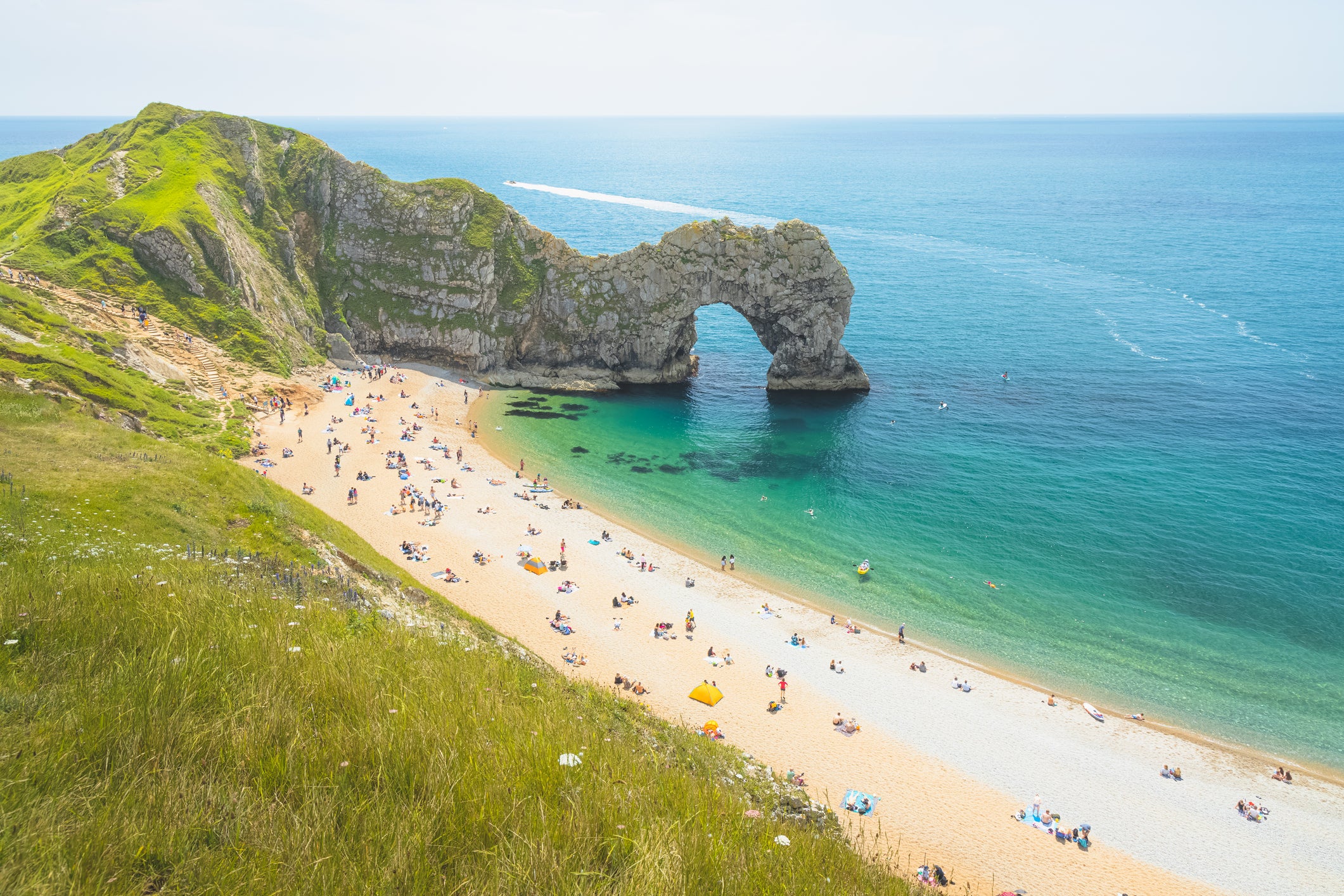 Durdle Door, with its iconic archway, is a great coastal spot for a dog walk