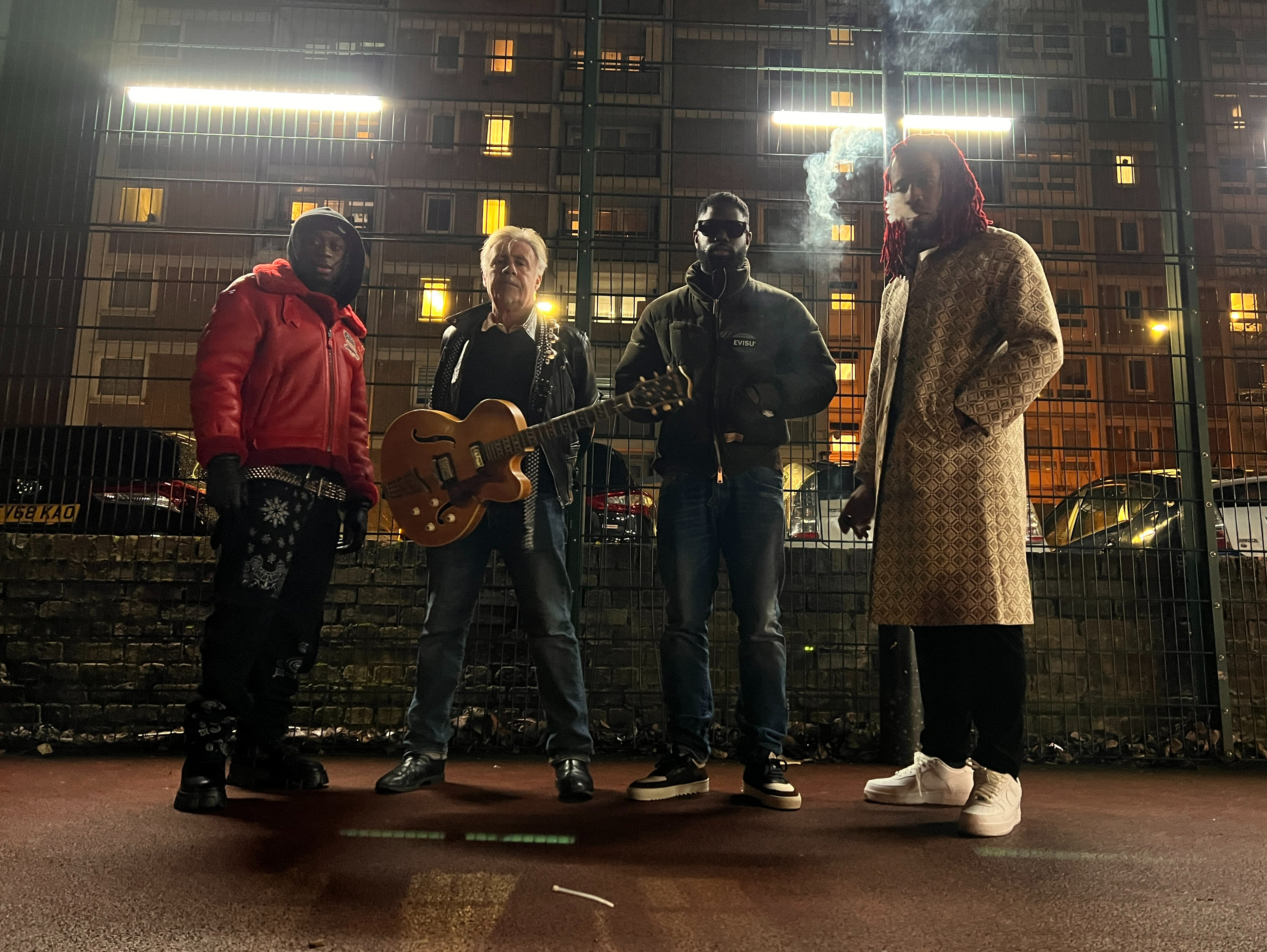 Avelino (right) with Ghetts, Glen Matlock and Backroad Gee