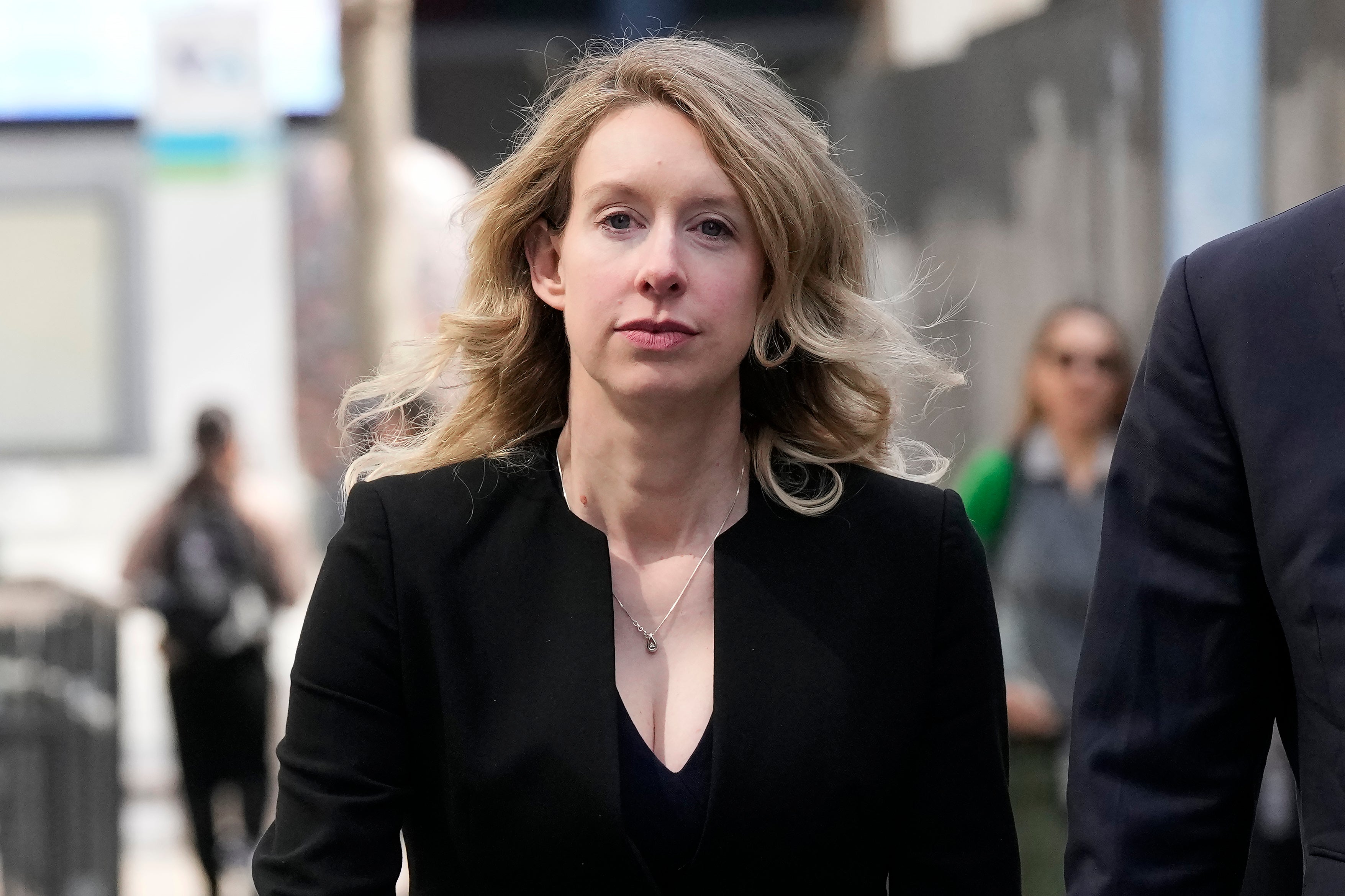 <p>Elizabeth Holmes leaving federal court in March 2023 </p>