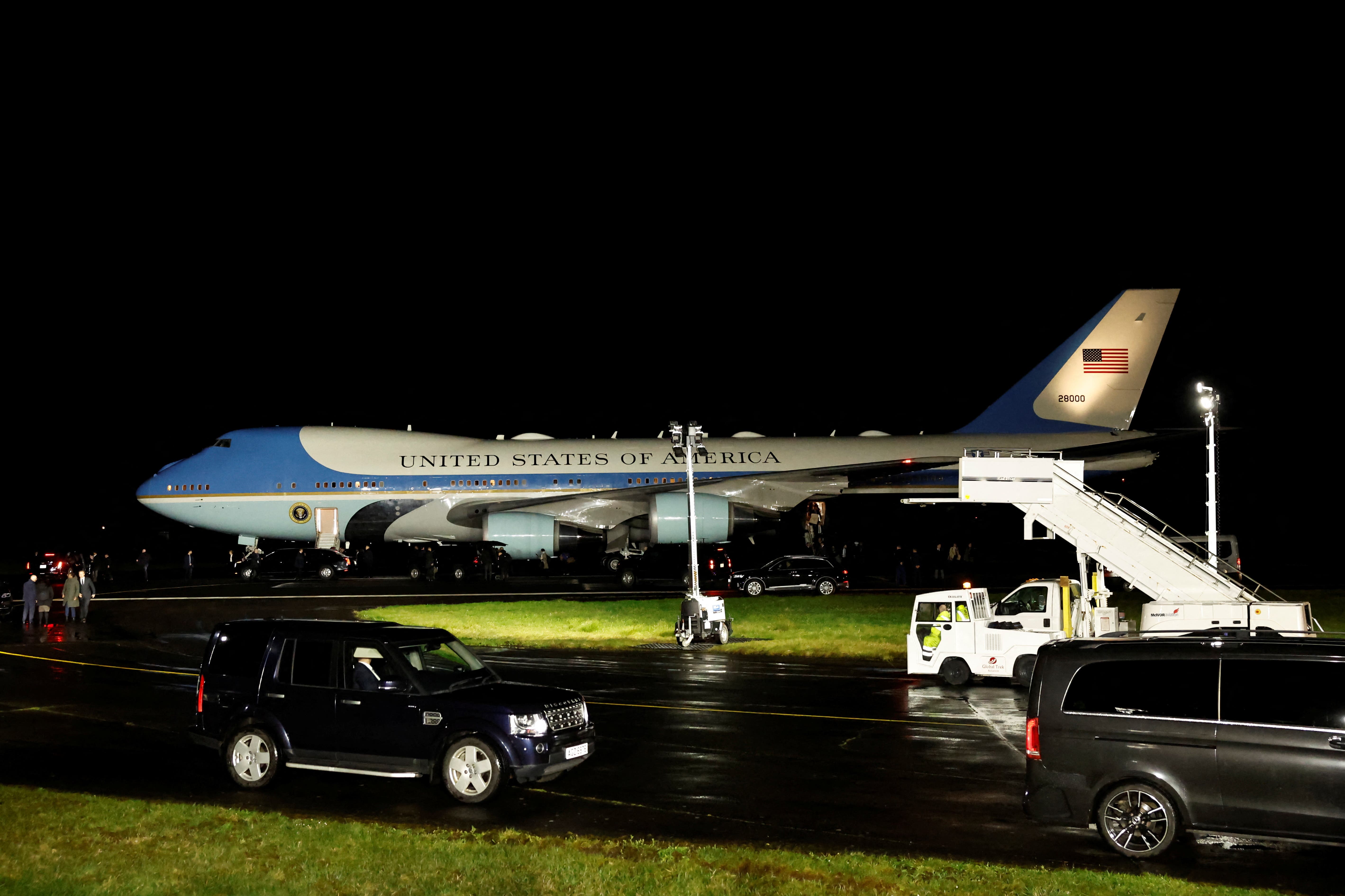Mr Biden touched down at RAF Aldergrove on Air Force One