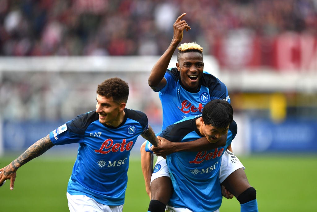 Victor Osimhen, top, is Napoli’s marksman in attack