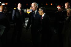 Rishi Sunak greets Joe Biden as US president lands in Northern Ireland