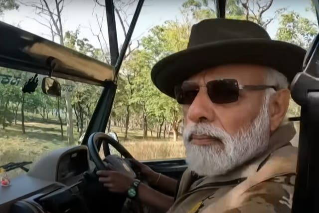 <p>PM Narendra Modi on safari in Bandipur Tiger Reserve in Karnataka, India </p>