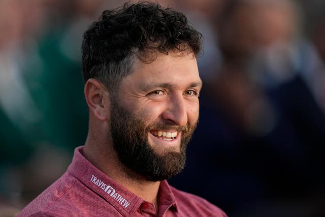 Jon Rahm is bidding to complete a “jacket double” (AP Photo/Charlie Riedel)