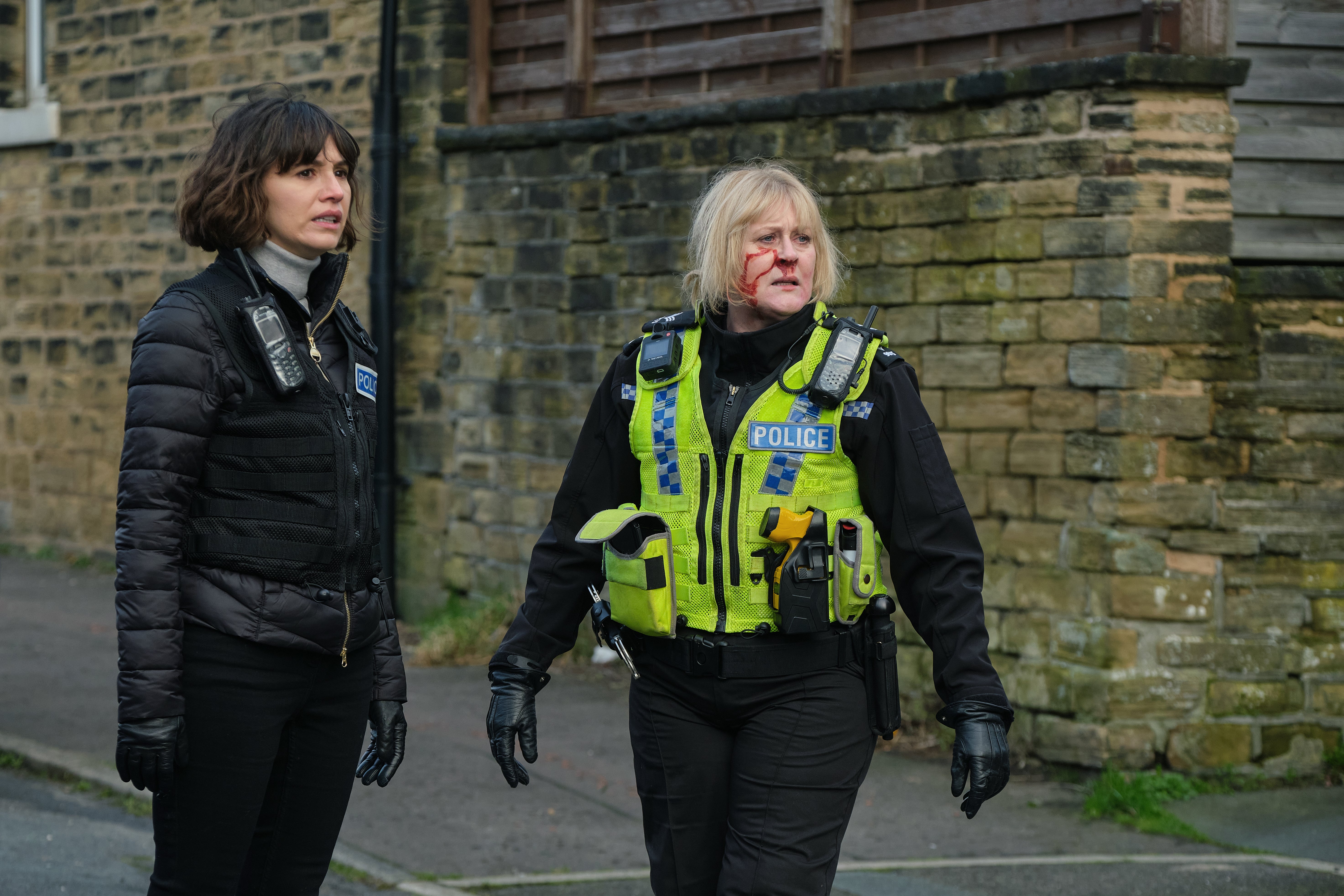 A bloody-nosed Sarah Lancashire in ‘Happy Valley’