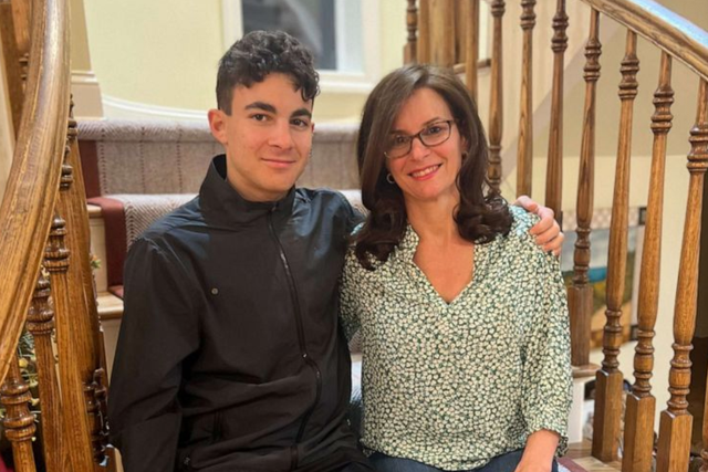 <p>Lianne Mandelbaum and her son Josh, whose peanut allergy became the source of a complaint she filed against United Airline with the US Department of Transportation, claiming her request for an allergen buffer was denied</p>