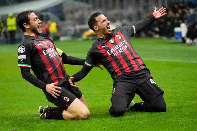 Ismael Bennacer’s first-half goal gives AC Milan a 1-0 advantage against Napoli in their Champions League quarter-final (Luca Bruno/AP)