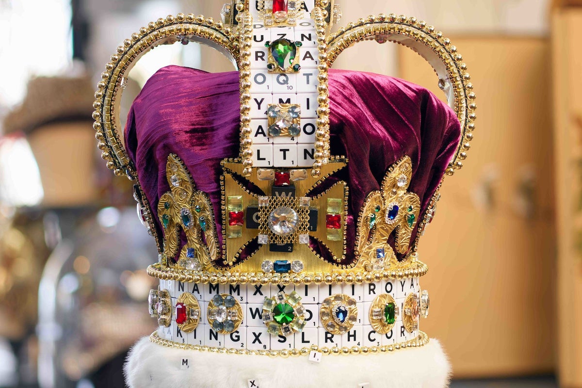 Replica of St Edward’s Crown made using 319 Scrabble pieces