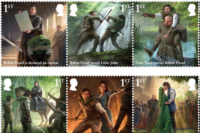 The 10 new stamps celebrate the story of Robin Hood (Royal Mail/PA)