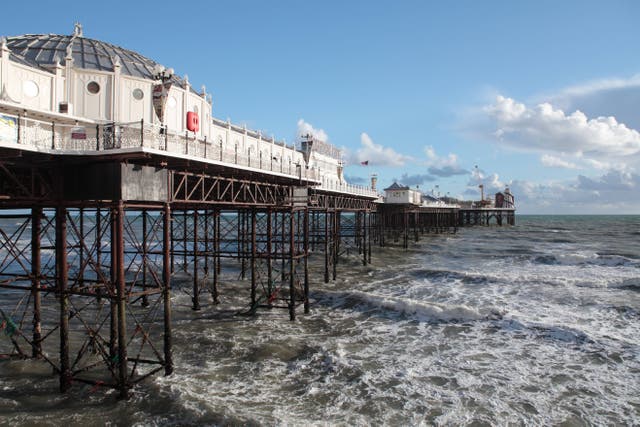 A body has been found washed up on the beach after a search operation off Brighton Palace Pier during the heavy winds of Storm Noa (EggImages/Alamy/PA)