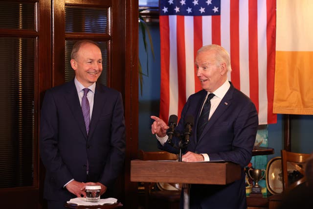 US President Joe Biden at The Windsor with Tanaiste Michael Martin in Dundalk, Co Louth (Government of Ireland/PA)