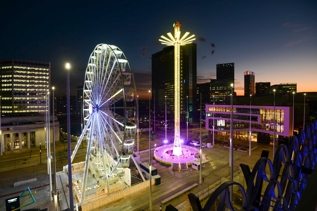 Rides during the annual Christmas fun fair in Centenary Square