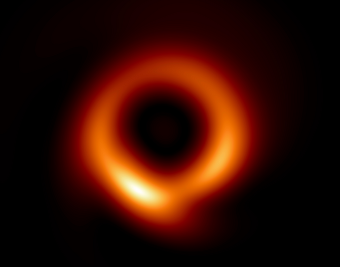 <p> image of M87 supermassive black hole generated by the PRIMO algorithm using 2017 EHT data</p>
