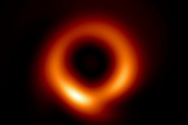 <p> image of M87 supermassive black hole generated by the PRIMO algorithm using 2017 EHT data</p>