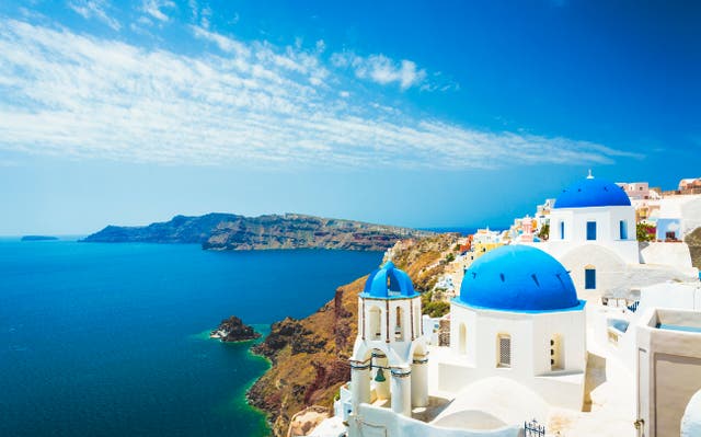 <p>The island of Santorini in the Cyclades. </p>
