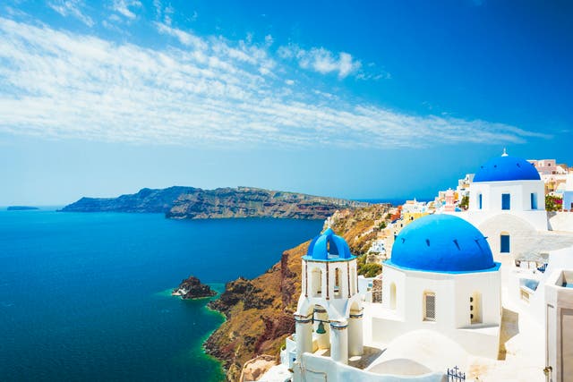<p>The island of Santorini in the Cyclades. </p>