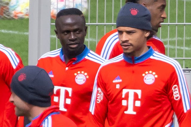 Bayern Munich’s Sadio Mane (left) and Leroy Sane (right) (Sven Hoppe/dpa via AP)
