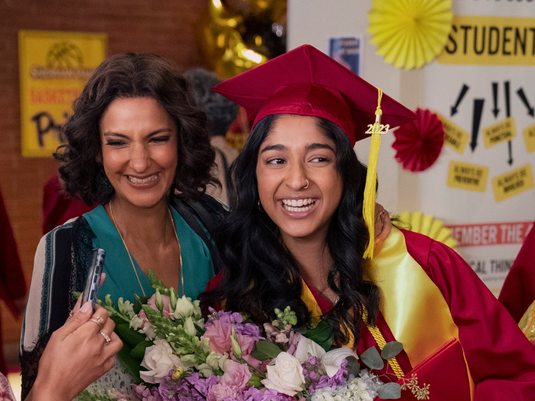 <p>Never Have I Ever - Poorna Jagannathan as Nalini Vishwakumar, Maitreyi Ramakrishnan as Devi</p>